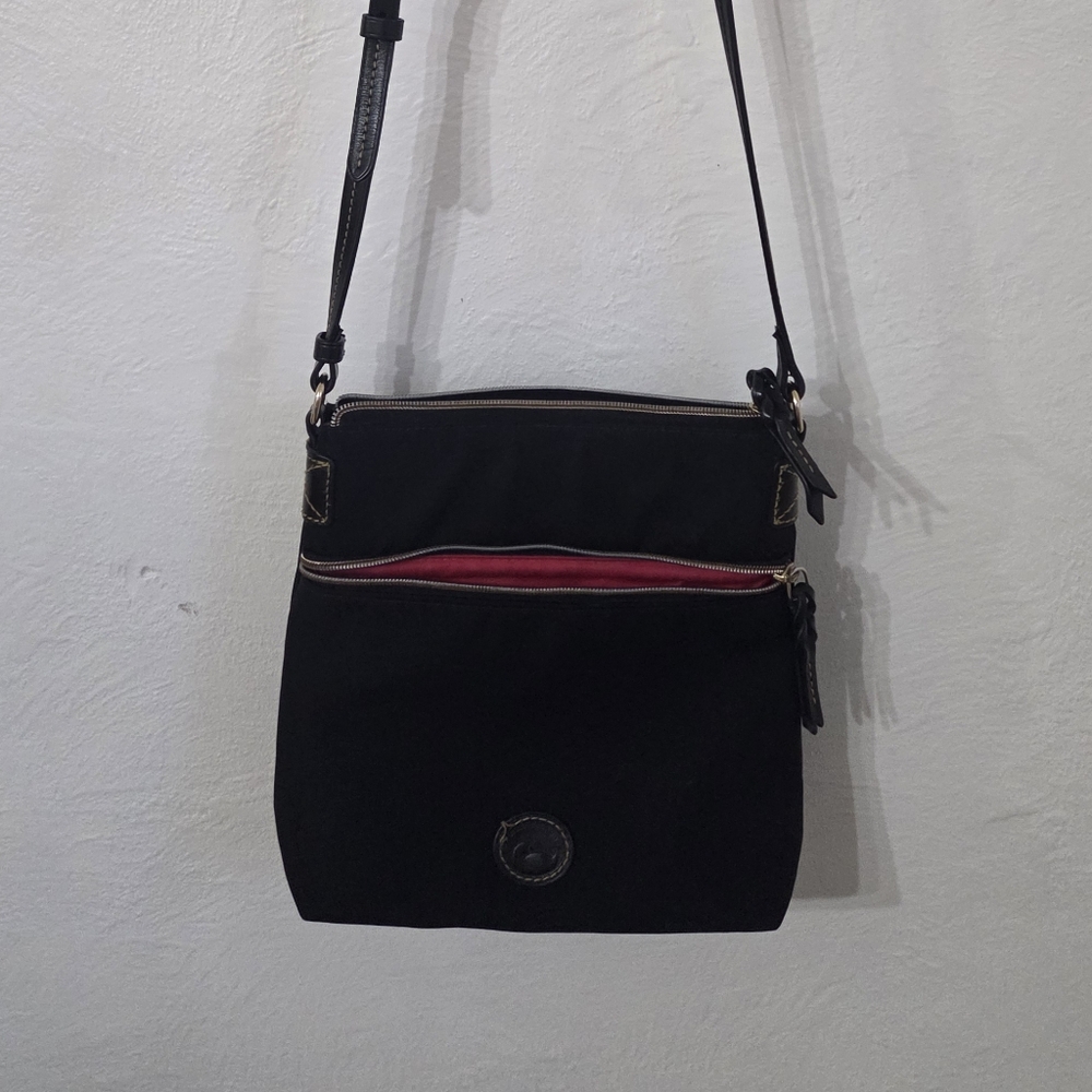 Dooney & Bourke Black Nylon Crossbody Bag with Red Detail